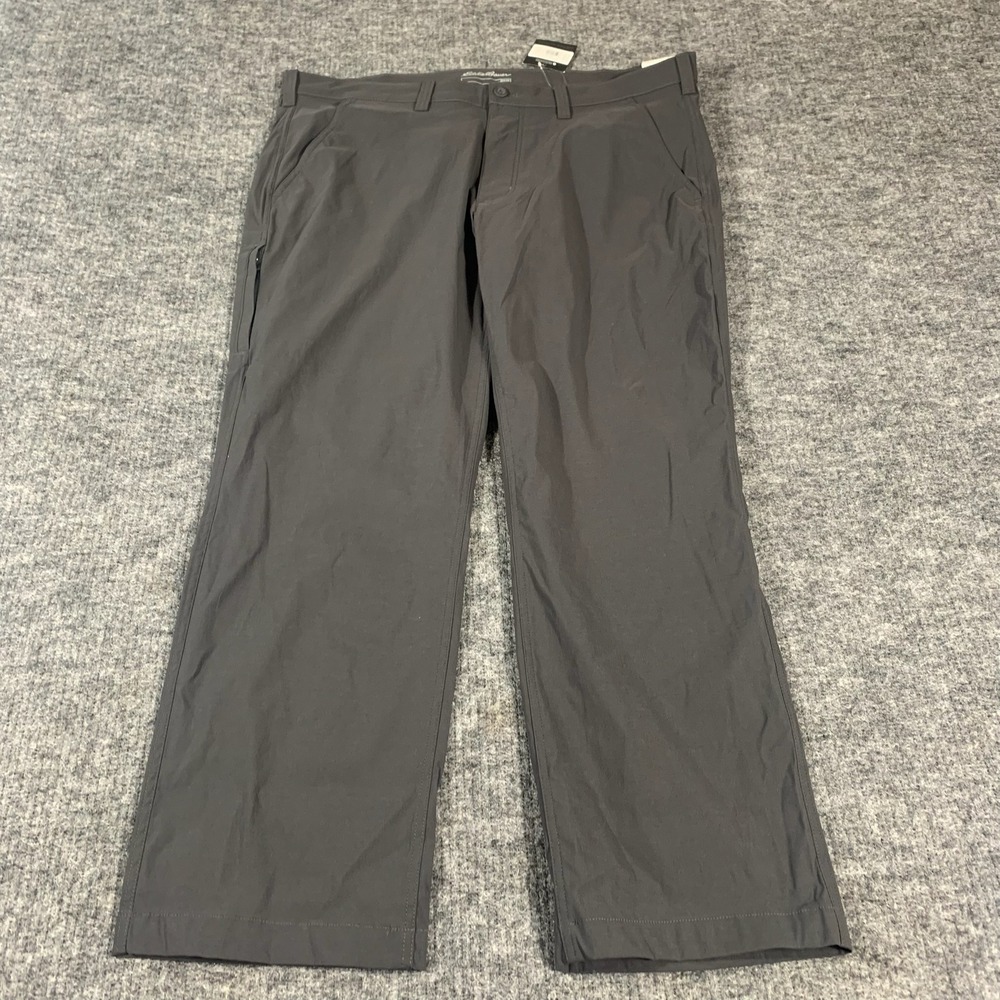 Eddie Bauer Pant‎ Mens 40x30 Gray Chino Carbon Horizon Guide Classic Hiking Tech